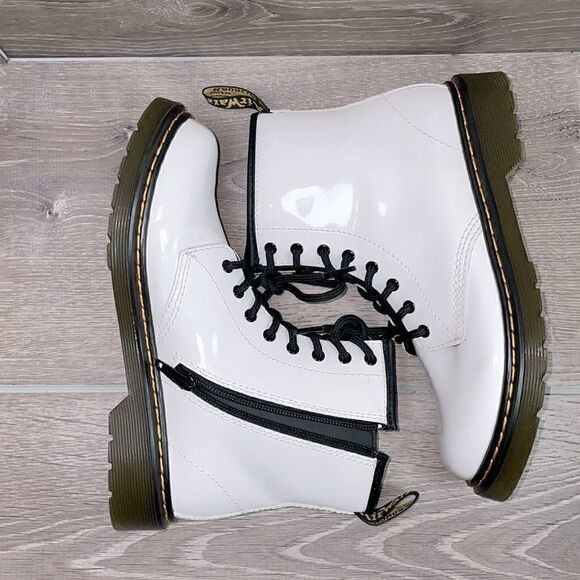 Dr Martens 1460 Pascal White Patent Leather 8-Eye Zip Women’s Sz 5 Combat Boots - Picture 10 of 11